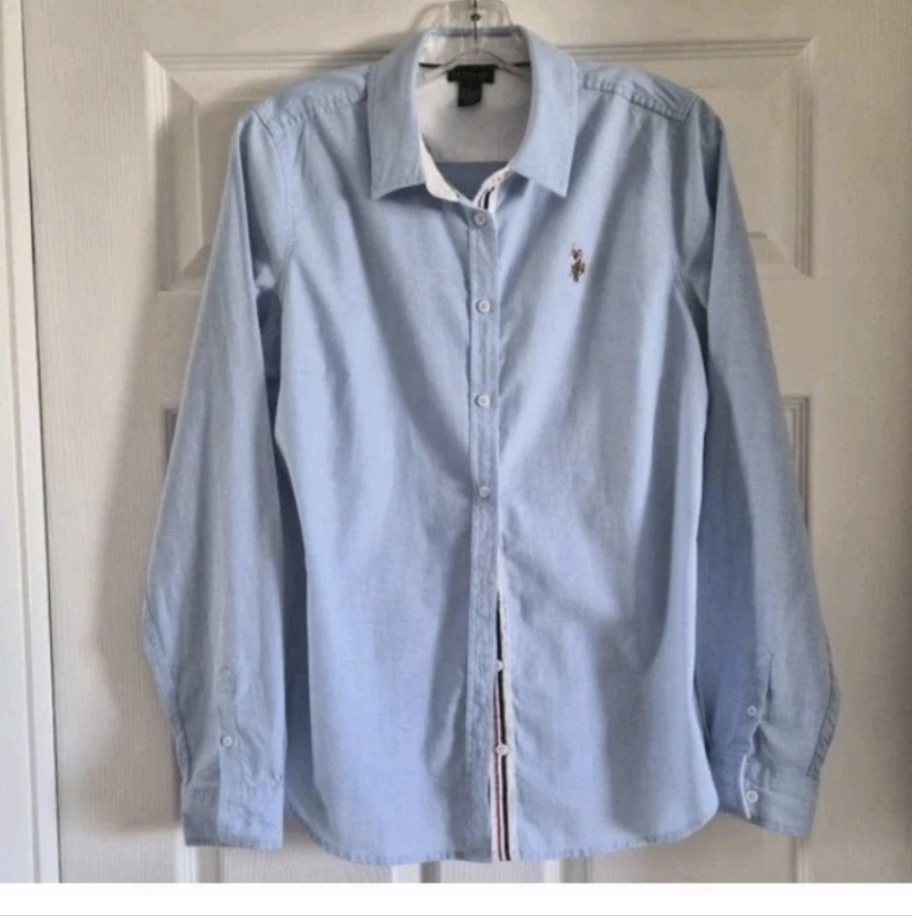 U.S. Polo Assn. Light Blue Button-Down Shirt with White Trim - Picture 11 of 11